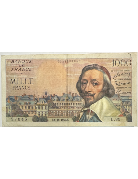 1000 FRANCS RICHELIEU (2-12-1954) Billet de banque français // TB