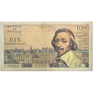 10 NOUVEAUX FRANCS RICHELIEU - 15.10.1959 - Billet de...