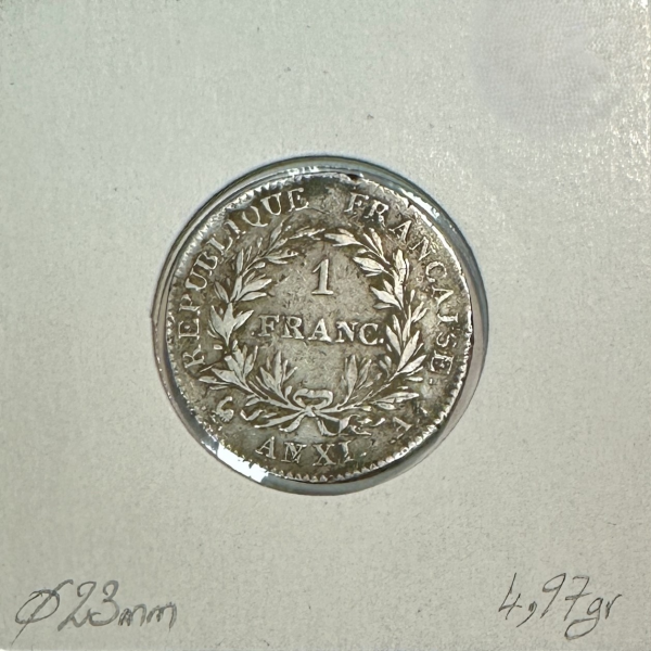 1 FRANC BONAPARTE 1ER CONSUL (L'AN XI...