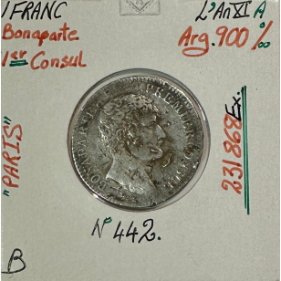 1 FRANC BONAPARTE 1ER CONSUL (L'AN XI A) Pièce de Monnaie...
