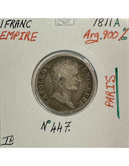 1 FRANC EMPIRE (1811 A) Pièce de Monnaie en Argent // Qualité : TB