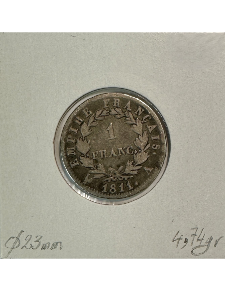 1 FRANC EMPIRE (1811 A) Pièce de Monnaie en Argent // Qualité : TB