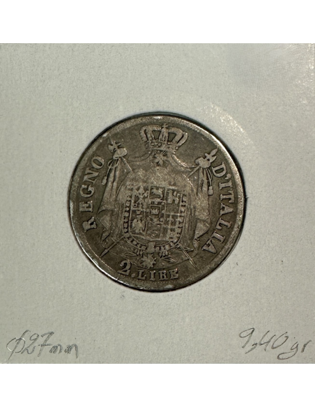 ITALIE - 2 LIRE 1809 M - NAPOLEON - Pièce de Monnaie en Argent // Qualité : B
