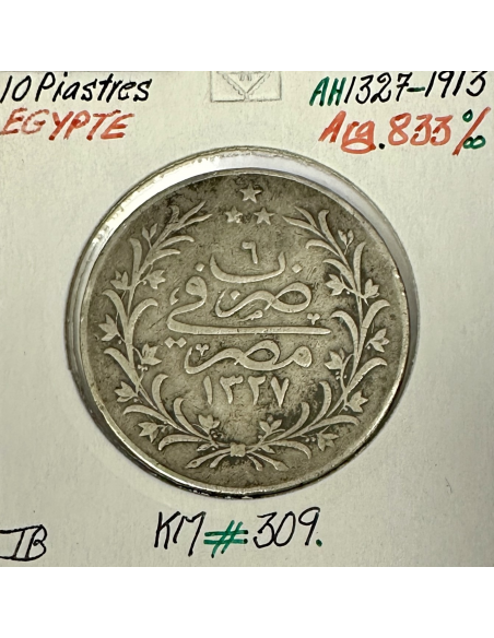 EGYPTE - 10 PIASTRES 1913 (AH 1327) Pièce de Monnaie en Argent // Qualité : TB