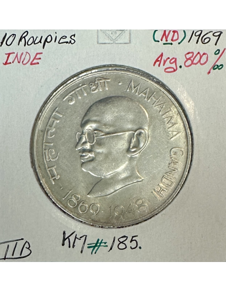 INDE - 10 ROUPIES 1969 (ND) - Pièce de Monnaie en Argent // Qualité : TTB