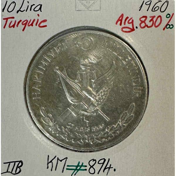 TURQUIE - 10 LIRA 1960 - Pièce de...