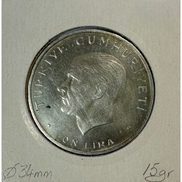 TURQUIE - 10 LIRA 1960 - Pièce de...