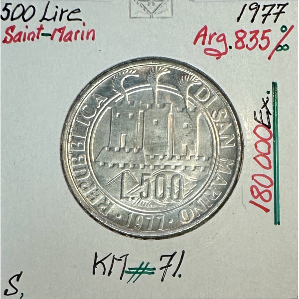 SAINT-MARIN - 500 LIRE 1977 - Pièce...