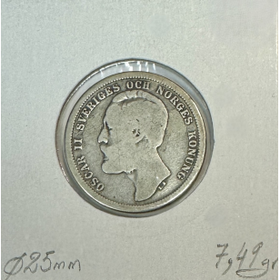 SUEDE - 1 KRONE 1880 E.B - Pièce de Monnaie en Argent //... 2