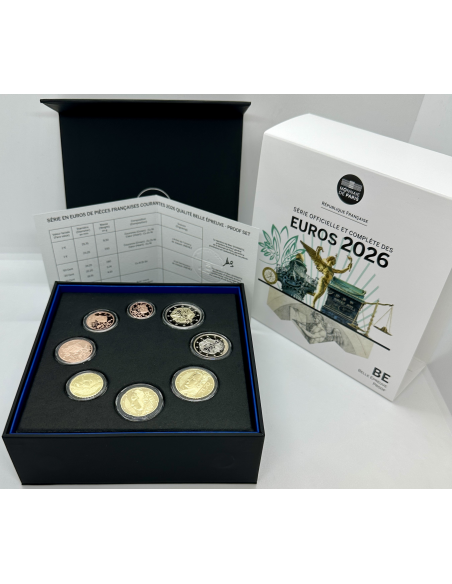 France - Coffret Belle Epreuve 2026 - Série des 8 pièces françaises en Euro (BE)