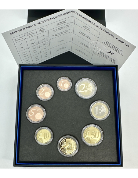 France - Coffret Belle Epreuve 2026 - Série des 8 pièces françaises en Euro (BE)