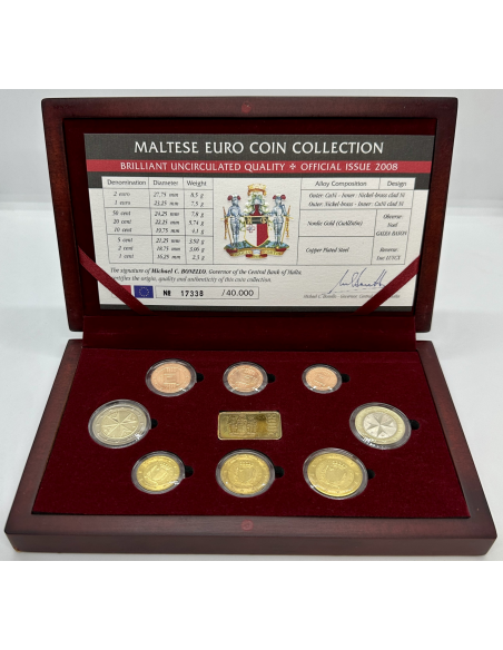 MALTE - Coffret BRILLANT UNIVERSEL 2008 avec reproduction d'un lingot