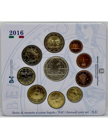 Italie - Coffret Brillant Universel 2016 - 10 Pièces avec la 5€ en Argent