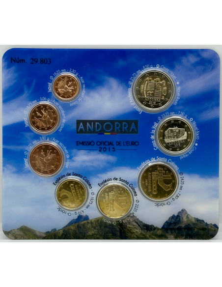 ANDORRE - Coffret Brillant Universel 2015 - Série officielle des Euro en BU