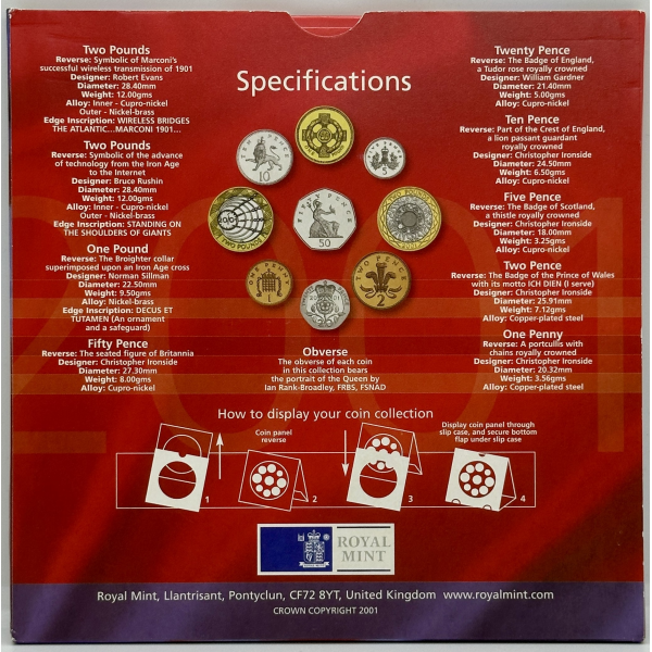 ROYAUME UNI - Coffret BU 2001 - 9...