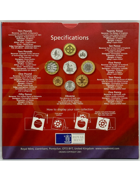 ROYAUME UNI - Coffret BU 2001 - 9 pièces de monnaie // Coin Collecting