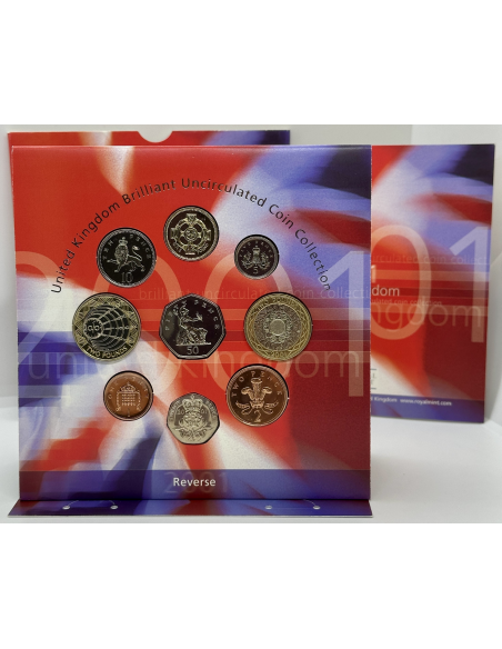 ROYAUME UNI - Coffret BU 2001 - 9 pièces de monnaie // Coin Collecting