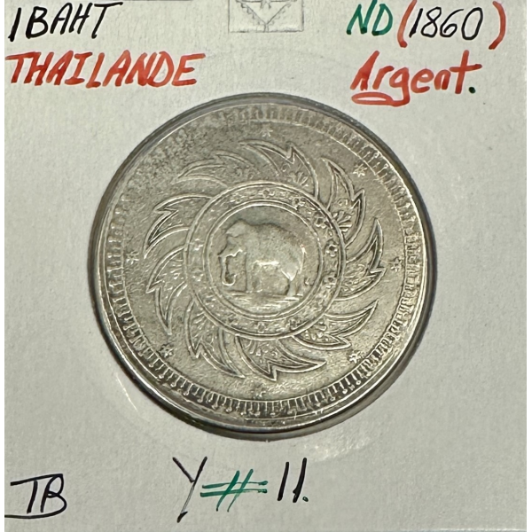 THAILANDE - 1 BAHT ND (1860) - Pièce...