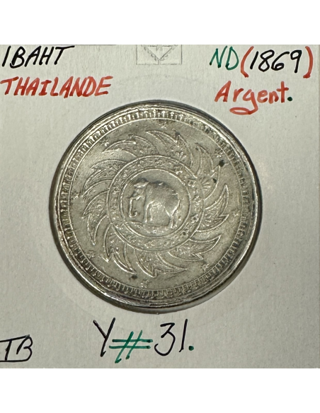 THAILANDE - 1 BAHT ND (1869) - Pièce de Monnaie en Argent // TB