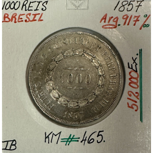 BRESIL - 1000 REIS 1857 - Pièce de Monnaie en Argent //...