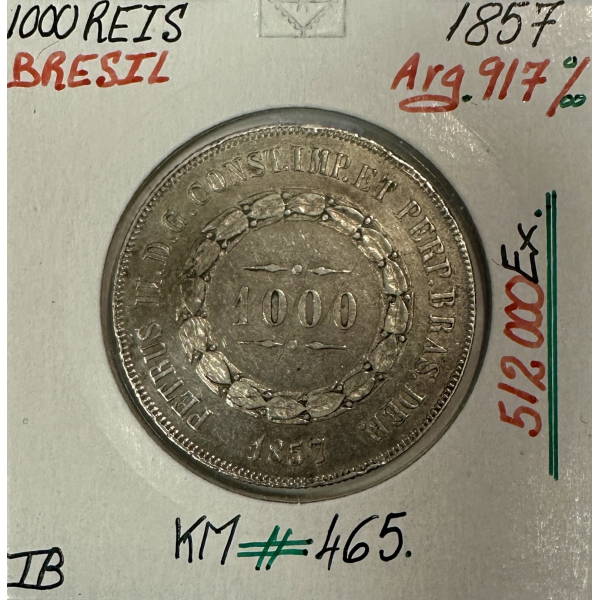 BRESIL - 1000 REIS 1857 - Pièce de...