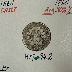 CHILI - UN REAL 1846 - Pièce de Monnaie en Argent //...