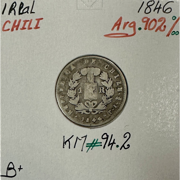 CHILI - UN REAL 1846 - Pièce de...