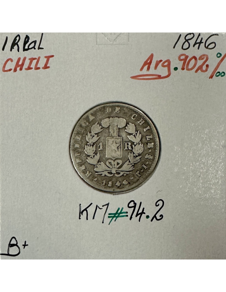 CHILI - UN REAL 1846 - Pièce de Monnaie en Argent // Qualité : B