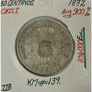 CHILI - 50 CENTAVOS 1872 - Pièce de Monnaie en Argent //...