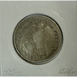 CHILI - 50 CENTAVOS 1872 - Pièce de Monnaie en Argent //... 2