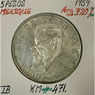 MEXIQUE - 5 PESOS 1959 - Pièce de Monnaie en Argent //...