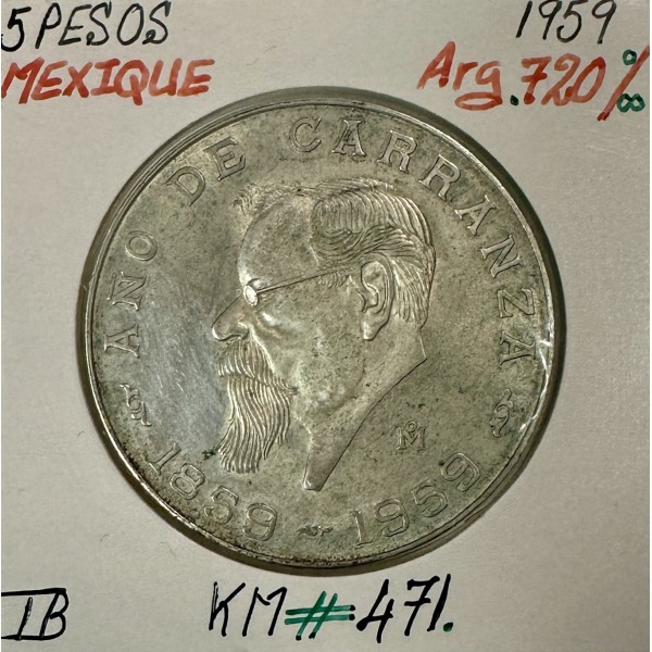 MEXIQUE - 5 PESOS 1959 - Pièce de...