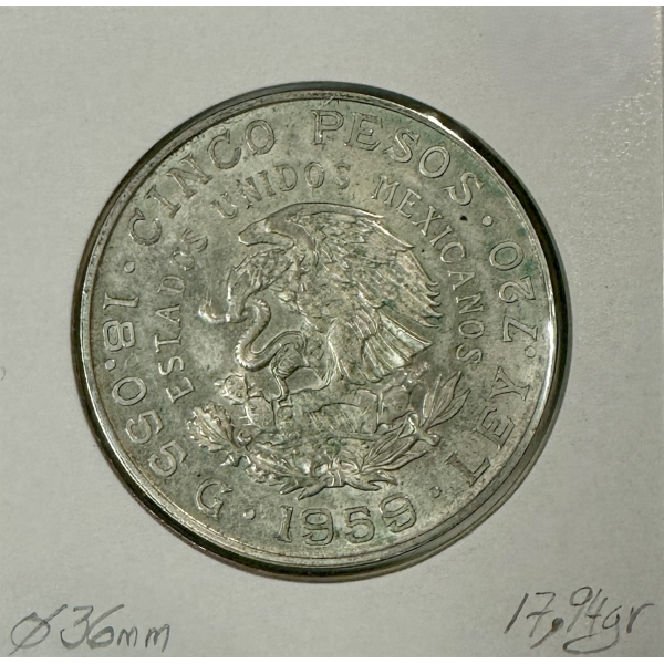 MEXIQUE - 5 PESOS 1959 - Pièce de...