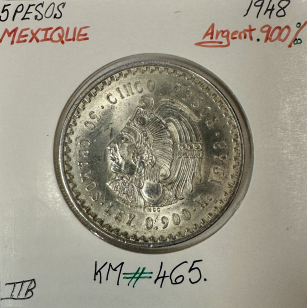 MEXIQUE - 5 PESOS 1948 - Pièce de Monnaie en Argent //...