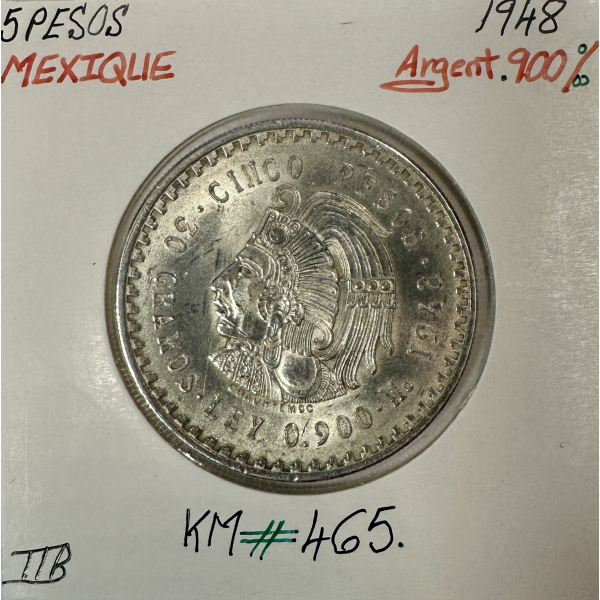 MEXIQUE - 5 PESOS 1948 - Pièce de...