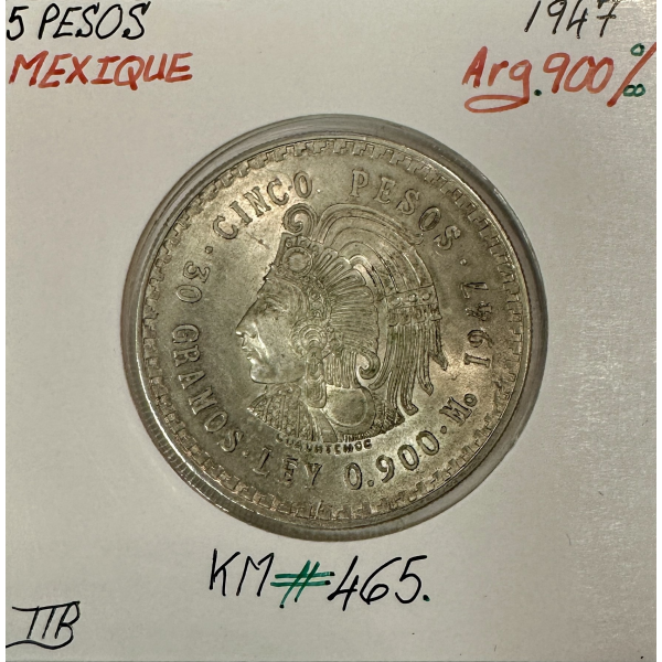 MEXIQUE - 5 PESOS 1947 - Pièce de...