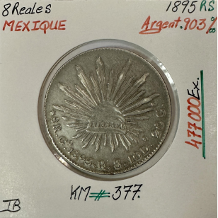 MEXIQUE - 8 REALES 1895 RS - Pièce de Monnaie en Argent...