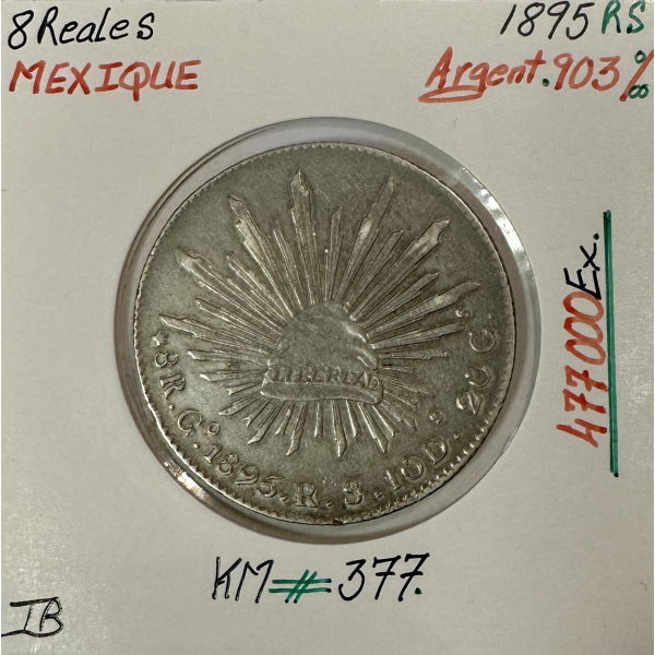 MEXIQUE - 8 REALES 1895 RS - Pièce de...