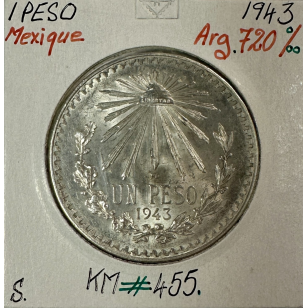 MEXIQUE - 1 PESO 1943 - Pièce de Monnaie en Argent //...