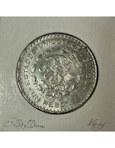 MEXIQUE - 1 PESO 1963 - Pièce de Monnaie en Argent // Qualité : SUP
