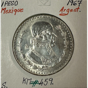 MEXIQUE - 1 PESO 1967 - Pièce de Monnaie en Argent //...