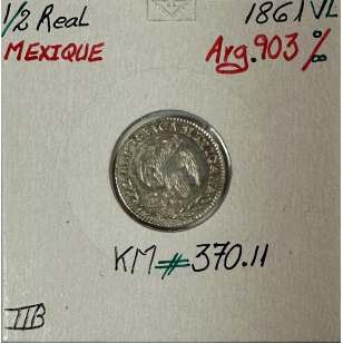 MEXIQUE - 1/2 REAL 1861 VL - Pièce de Monnaie en Argent...