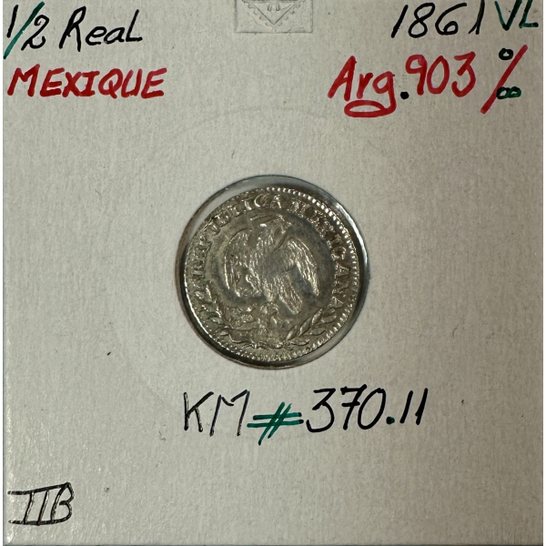 MEXIQUE - 1/2 REAL 1861 VL - Pièce de...