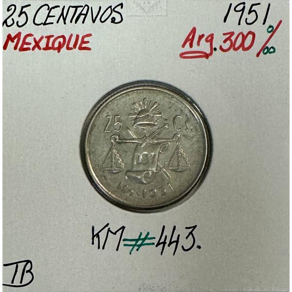 MEXIQUE - 25 CENTAVOS 1851 - Pièce de...