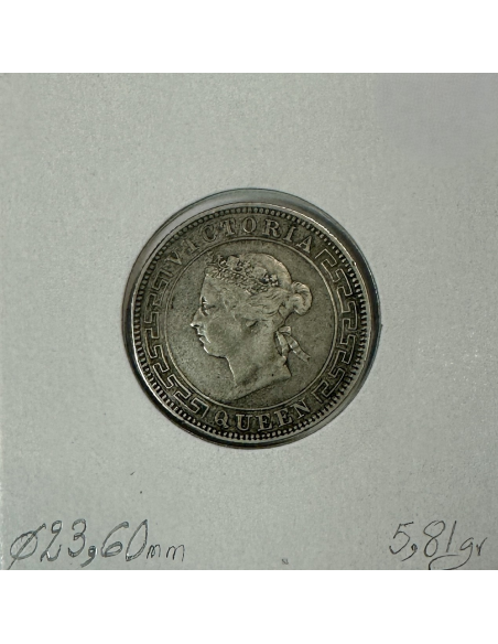 CEYLAN - 50 CENTS 1892 - Pièce de Monnaie en Argent // Qualité : TB