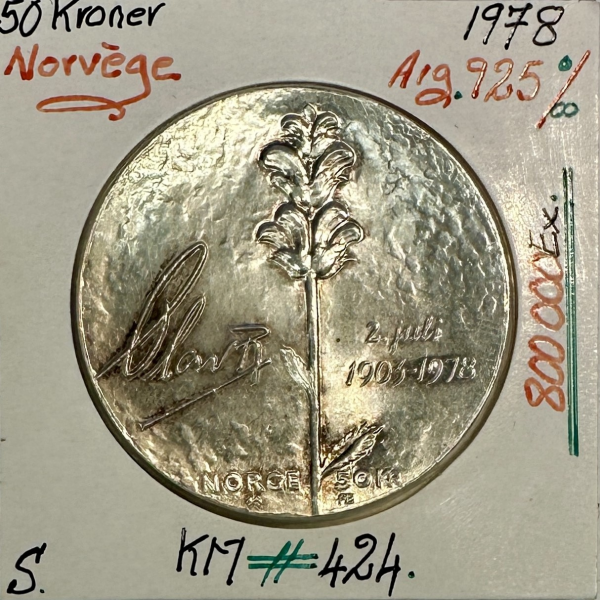 NORVEGE - 50 KRONER 1978 - Pièce de...