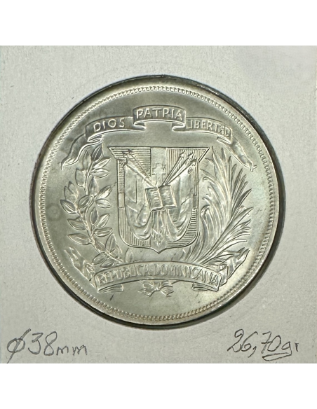 REPUBLIQUE DOMINICAINE - 1 PESO (1974) Monnaie en Argent // Qualité : TTB