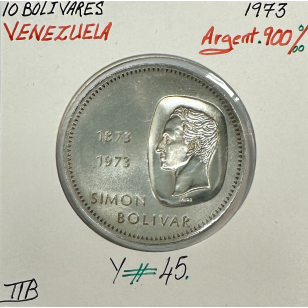 VENEZUELA - 10 BOLIVARES (1973) Monnaie en Argent //...