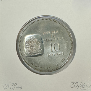 VENEZUELA - 10 BOLIVARES (1973) Monnaie en Argent //... 2