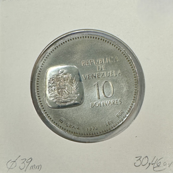 VENEZUELA - 10 BOLIVARES (1973)...